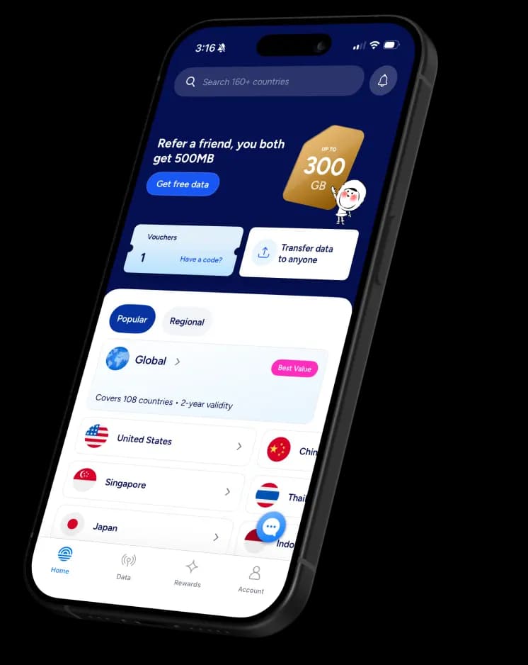 Smartel eSIM app trên điện thoại